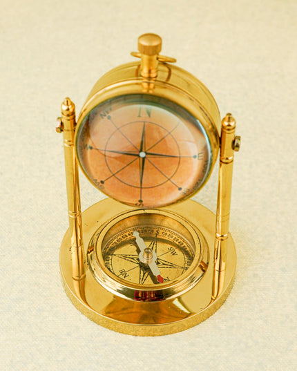 Brass Compass with Clock - WL4574-1