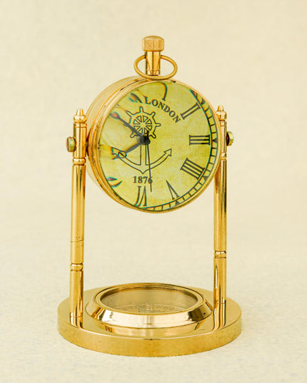 Brass Compass with Clock - WL4574-1