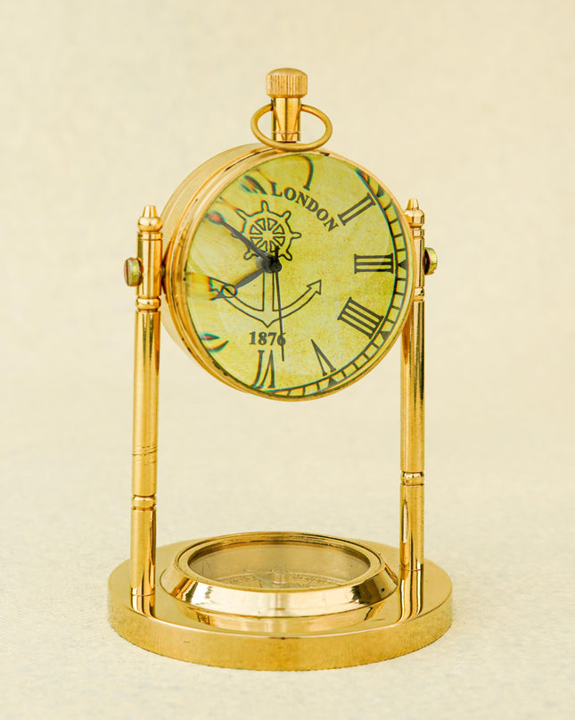 Brass Compass with Clock - WL4574-1