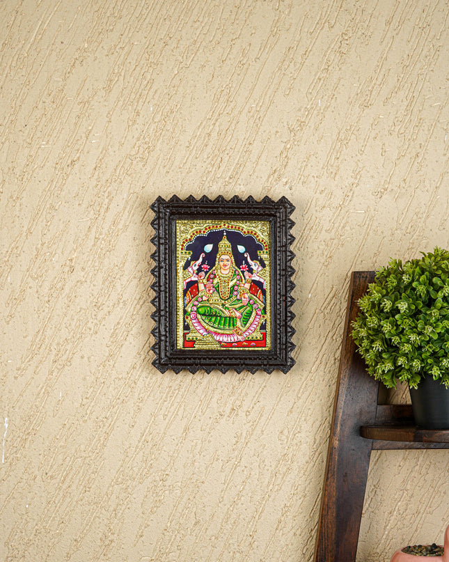 Tanjore Painting (Chettinad Frame) - Gajalakshmi - Flat (Gold Foil) - 8x6 inch - WL4588