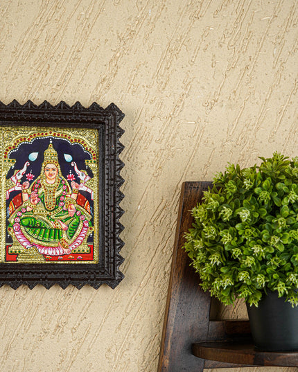 Tanjore Painting (Chettinad Frame) - Gajalakshmi - Flat (Gold Foil) - 8x6 inch - WL4588