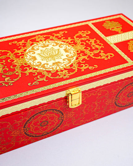 Decorative 3 Jar Dry Fruit Box - Red - WL4618-2