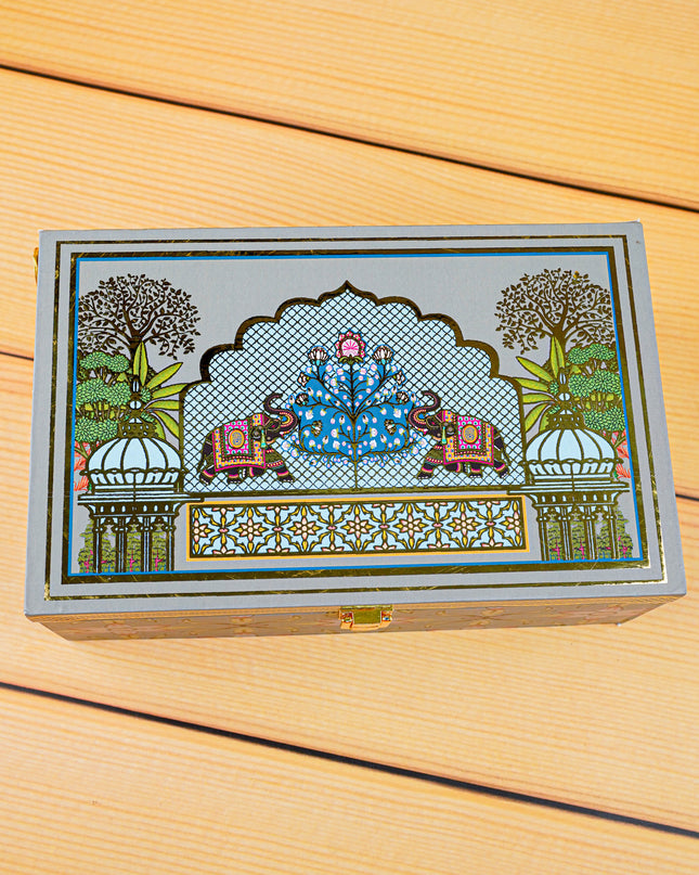 Decorative 2 Jar Dry Fruit Box - Green - WL4619