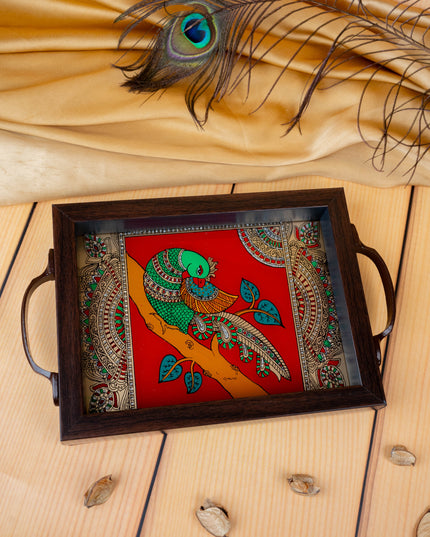 Wooden Tray with Reverse Acrylic Painting - WL4627