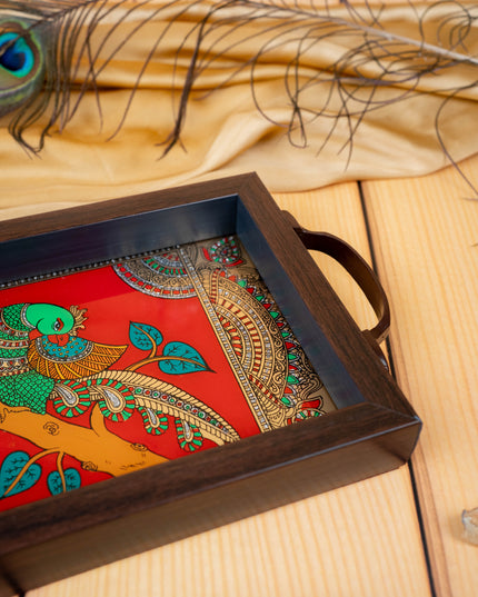 Wooden Tray with Reverse Acrylic Painting - WL4627