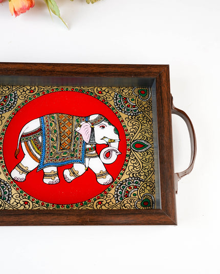 Wooden Tray with Reverse Acrylic Painting - WL4627