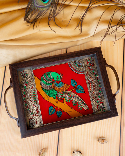 Wooden Tray with Reverse Acrylic Painting - WL4627