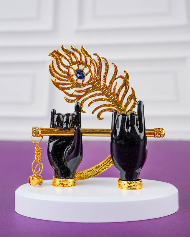 Polyresin Krishna Hand with Flute - Black - WL4698-2