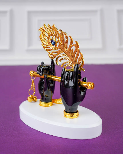 Polyresin Krishna Hand with Flute - Black - WL4698-2