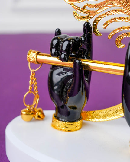 Polyresin Krishna Hand with Flute - Black - WL4698-2