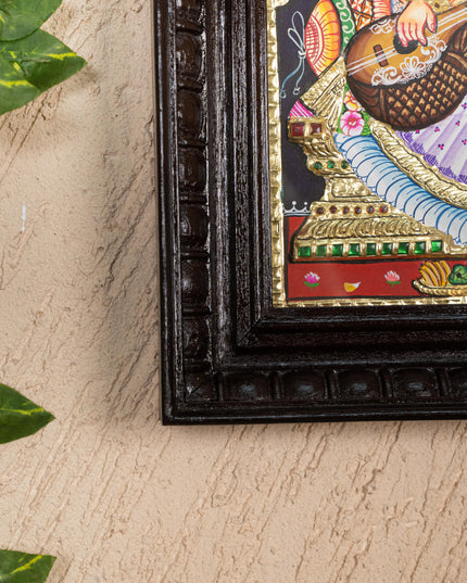 Tanjore Painting - Saraswathi - Semi Embossed - 12x10 inch - WL4701