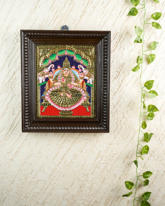 Tanjore Painting - Gajalakshmi - Flat (Gold Foil) - 12x10 inch - WL4702