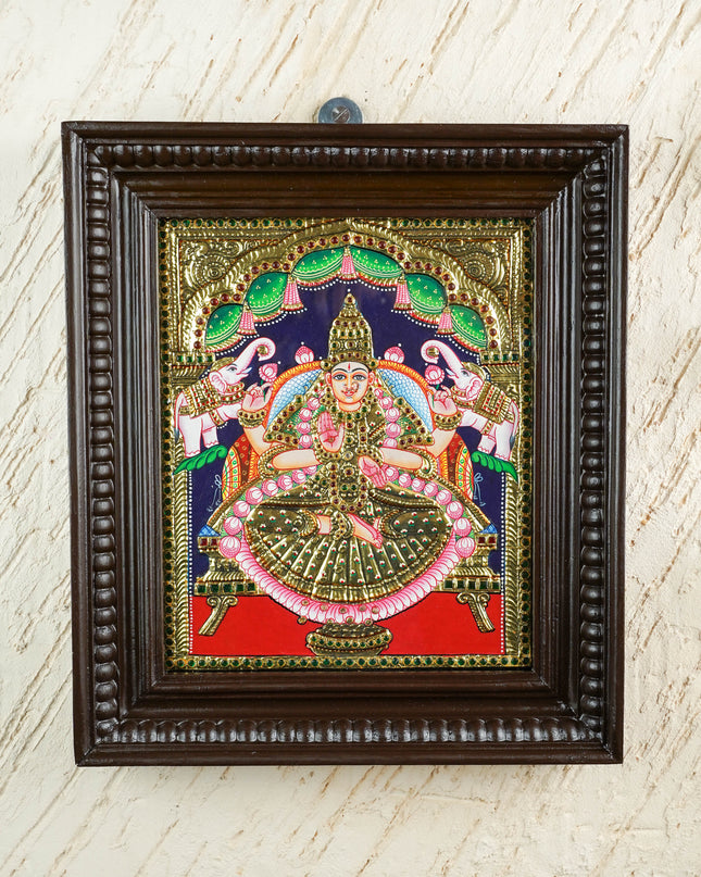 Tanjore Painting - Gajalakshmi - Flat (Gold Foil) - 12x10 inch - WL4702