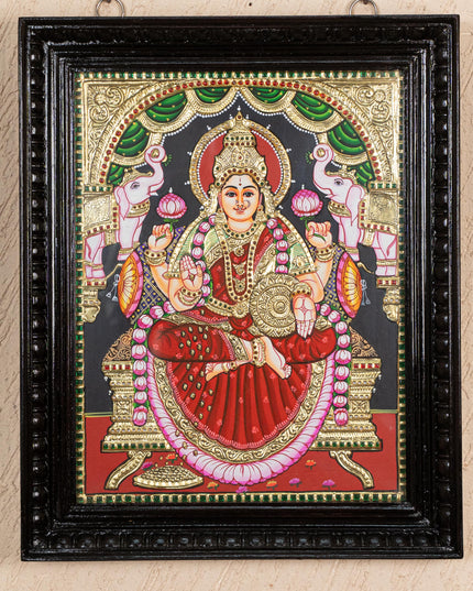 Tanjore Painting - Gajalakshmi - Flat (Gold Foil) - 18x14 inch - WL4711