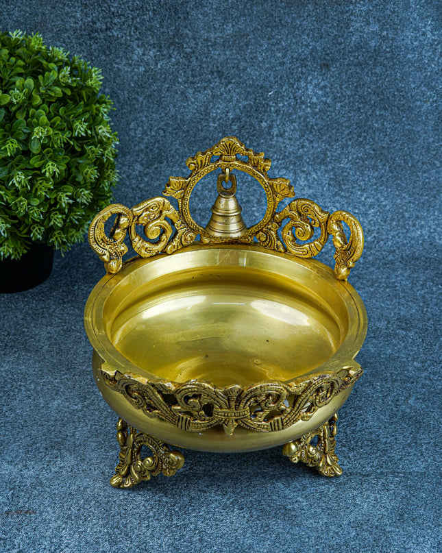 Brass Urli with Bell - 7 inch - WL4744