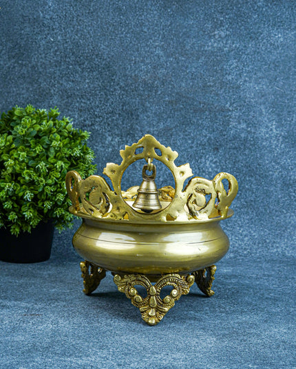 Brass Urli with Bell - 7 inch - WL4744