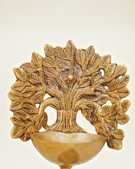 Brass Kalpavriksha Tree with Diya - 7 inch - WL4759