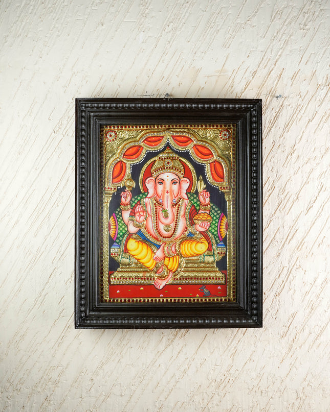 Tanjore Painting - Ganesha - Semi Embossed - 18x14 inch - WL4769