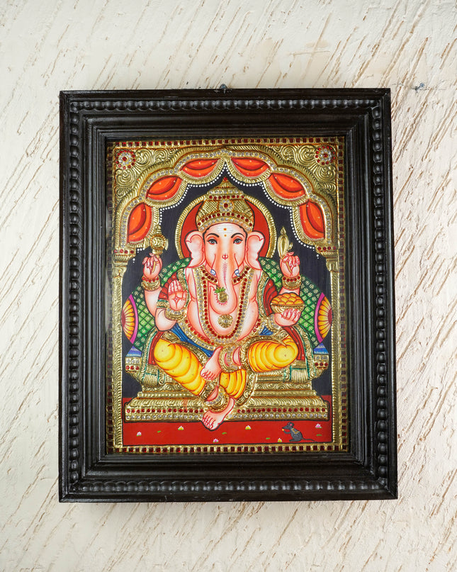 Tanjore Painting - Ganesha - Semi Embossed - 18x14 inch - WL4769