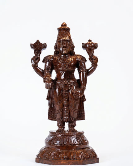 Wooden Carved Permunal Balaji Idol - 14 inch - WL4788