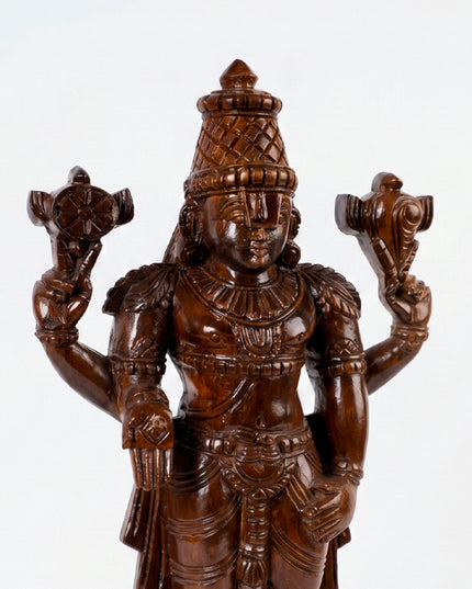 Wooden Carved Permunal Balaji Idol - 14 inch - WL4788
