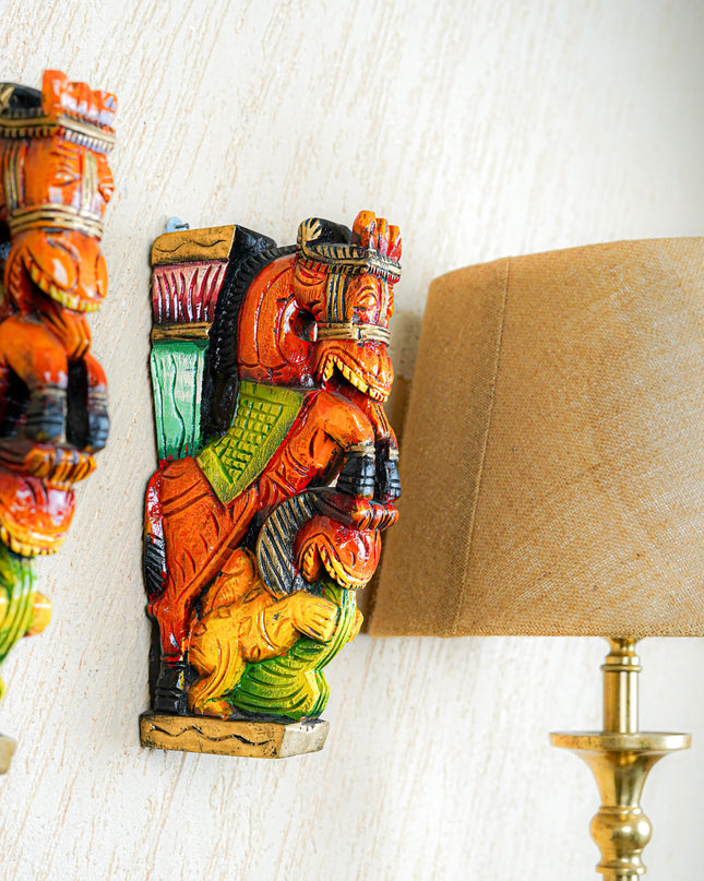 Wooden Carved Horse Bracket - Set of 2 - WL4793