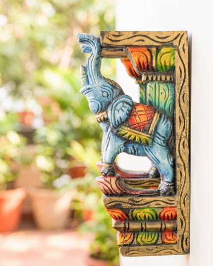 Wooden Carved Elephant Bracket - Set of 2 - WL4794
