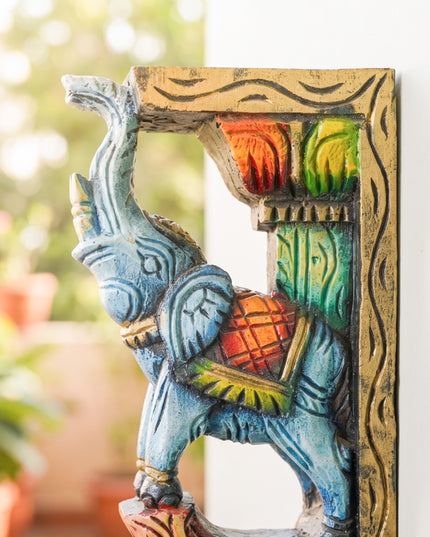 Wooden Carved Elephant Bracket - Set of 2 - WL4794