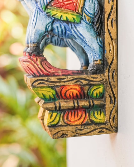 Wooden Carved Elephant Bracket - Set of 2 - WL4794