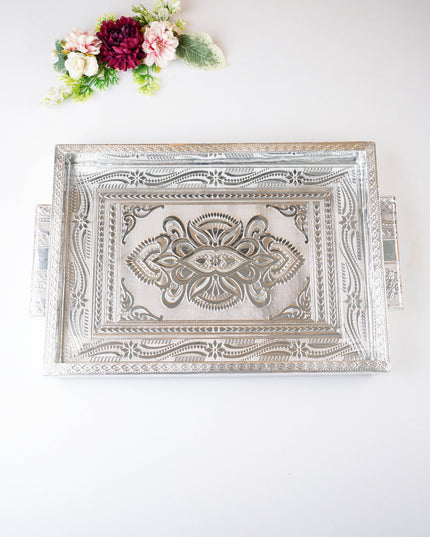 Silver Oxidized Tray - 10 inch - WL4798