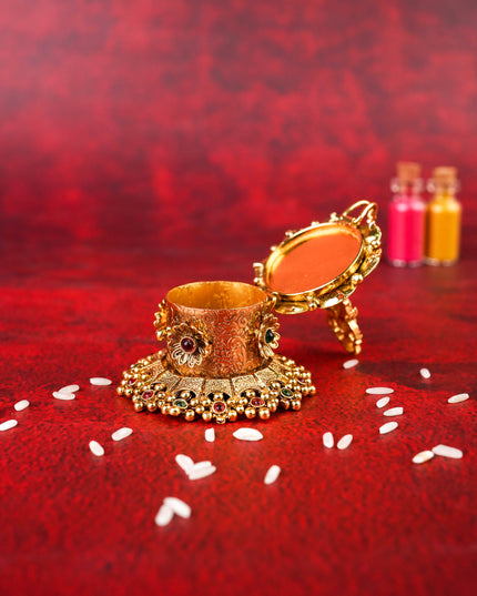 Lakshmi Kumkum Holder - 3 inch - Gold - WL4805-1