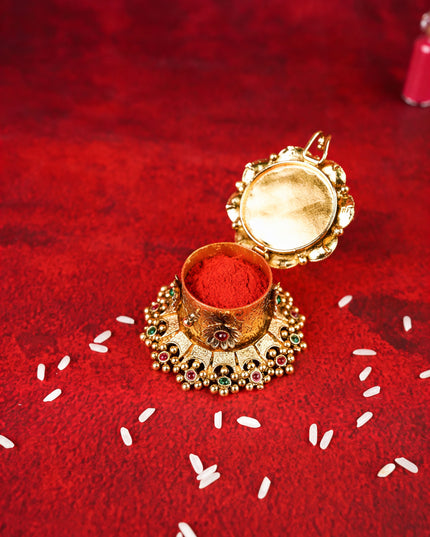 Lakshmi Kumkum Holder - 3 inch - Gold - WL4805-1