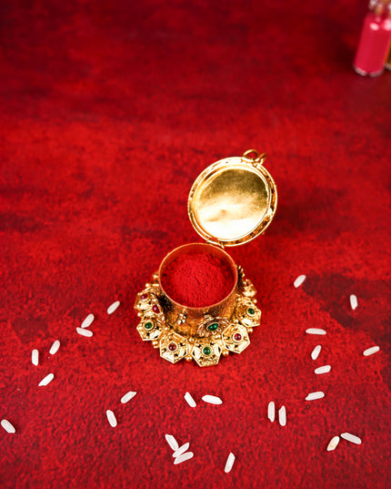 Ganesha Kumkum Holder - 2 inch - Gold - WL4810-1