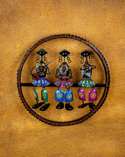 Metal Hand Painted Rajasthani Musicians Wall Hanging - WL4923