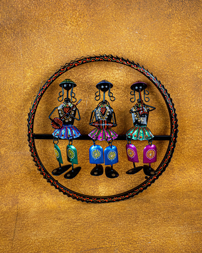 Metal Hand Painted Rajasthani Musicians Wall Hanging - WL4923