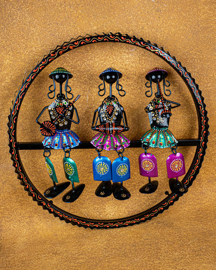 Metal Hand Painted Rajasthani Musicians Wall Hanging - WL4923