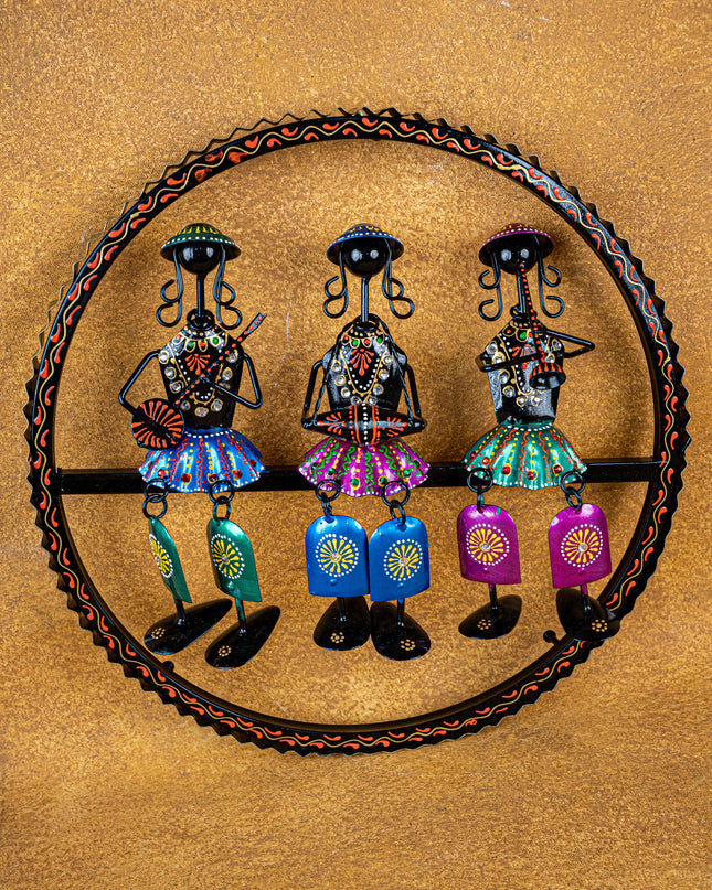 Metal Hand Painted Rajasthani Musicians Wall Hanging - WL4923