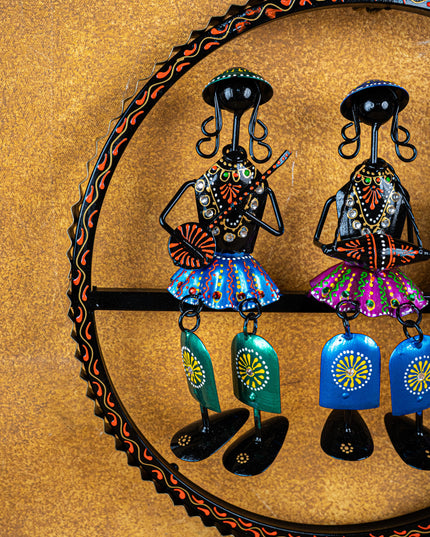Metal Hand Painted Rajasthani Musicians Wall Hanging - WL4923