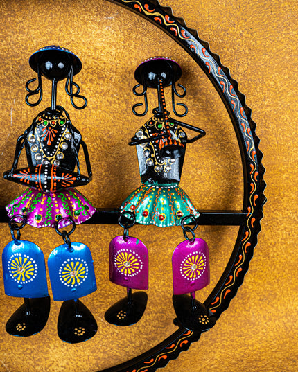 Metal Hand Painted Rajasthani Musicians Wall Hanging - WL4923