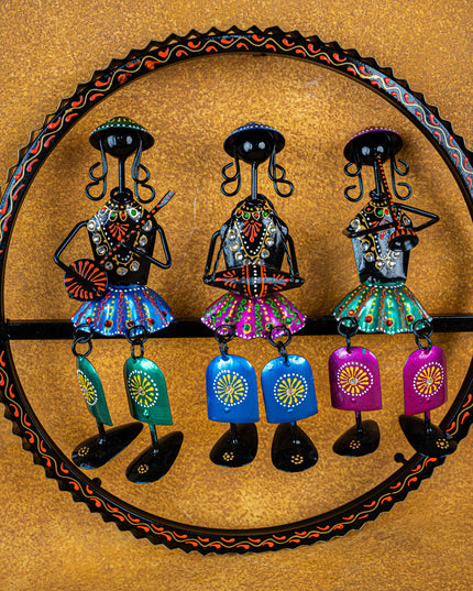 Metal Hand Painted Rajasthani Musicians Wall Hanging - WL4923