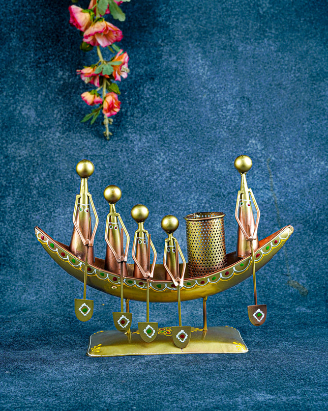 Metal Boat Musicians with Pen Stand - WL4927