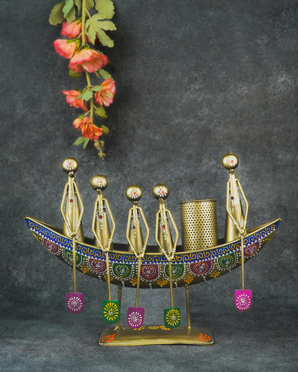 Metal Boat Musicians with Pen Stand - WL4927