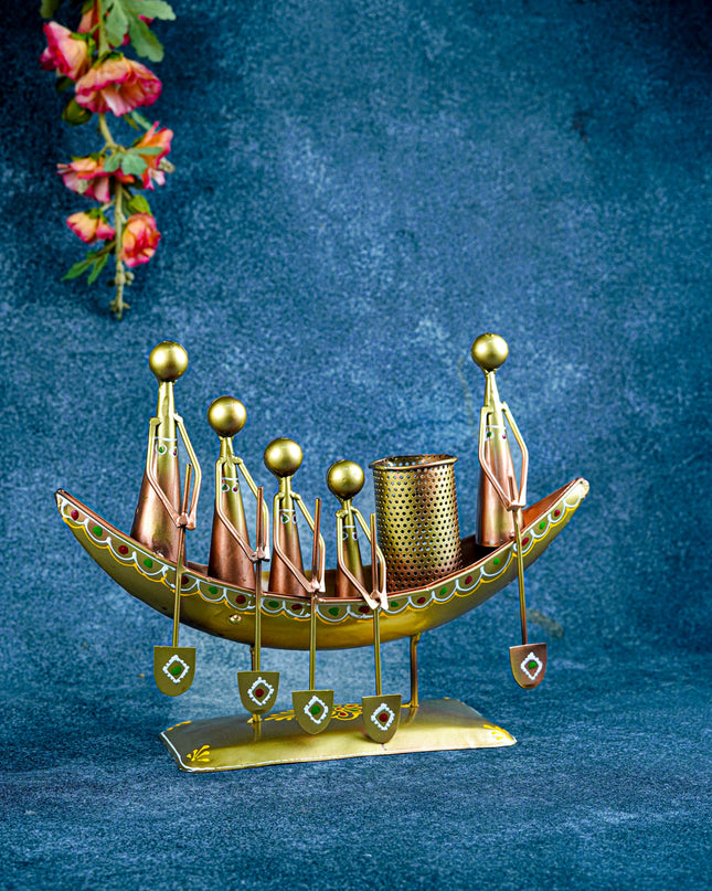 Metal Boat Musicians with Pen Stand - WL4927