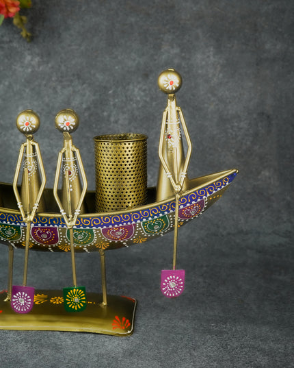 Metal Boat Musicians with Pen Stand - WL4927