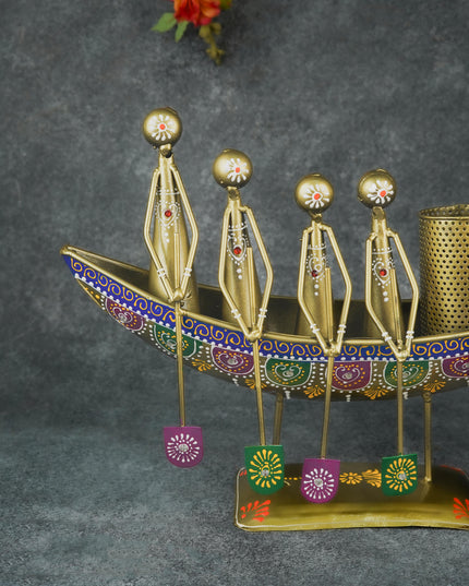 Metal Boat Musicians with Pen Stand - WL4927