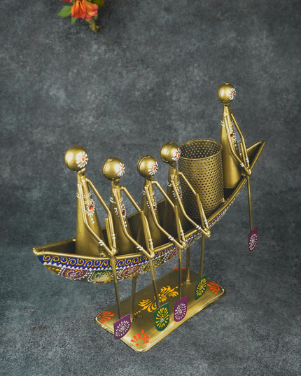 Metal Boat Musicians with Pen Stand - WL4927