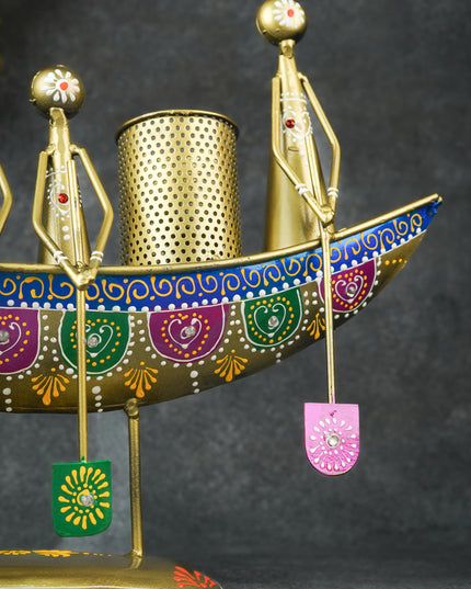 Metal Boat Musicians with Pen Stand - WL4927