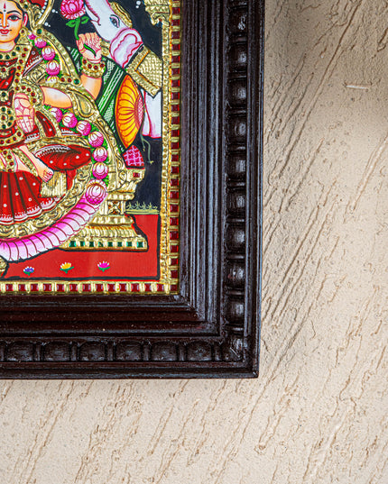 Tanjore Painting - Gajalakshmi - Flat (Gold Foil) - 12x10 inch - WL4979