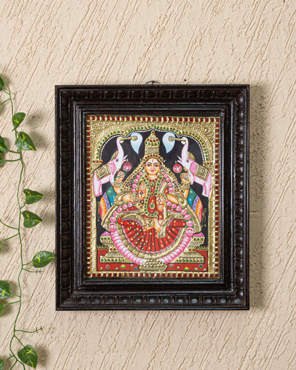 Tanjore Painting - Gajalakshmi - Flat (Gold Foil) - 12x10 inch - WL4979