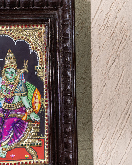 Tanjore Painting - Shivan-Parvati - Flat (Gold Foil) - 10x8 inch - WL4984